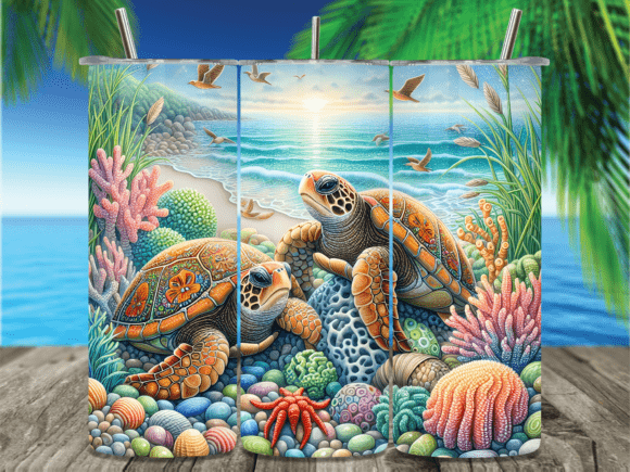 Download Two Sea Turtles Pebble Beach Tumbler PNG - Beach tumbler png Collection