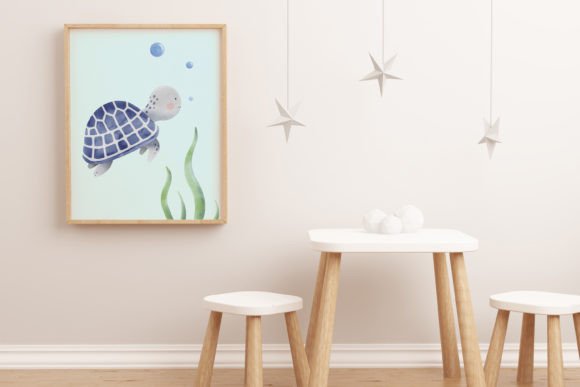 Download Blue Sea Turtle Nursery Wall Art - Blue sea turtle Collection
