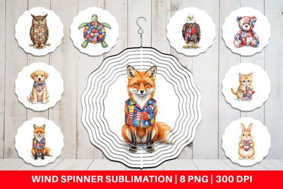 Download Americana Patchwork Animal Wind Spinner - Premium Resources