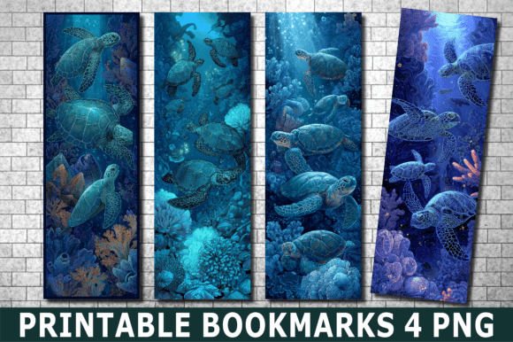 Download Artistic Blue Sea Turtle Bookmark PNG - Premium Resources