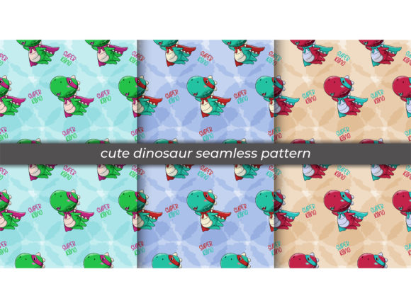 Download Cartoon Hero Dinosaur Seamless Pattern - Cartoon hero Collection