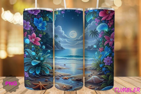 Download Moonlit Tropical Beach Tumbler PNG - Beach tumbler png Collection