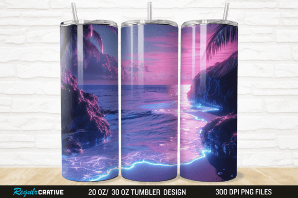Download 3D Neon Ocean Inspired Beach Tumbler PNG - Beach tumbler png Collection