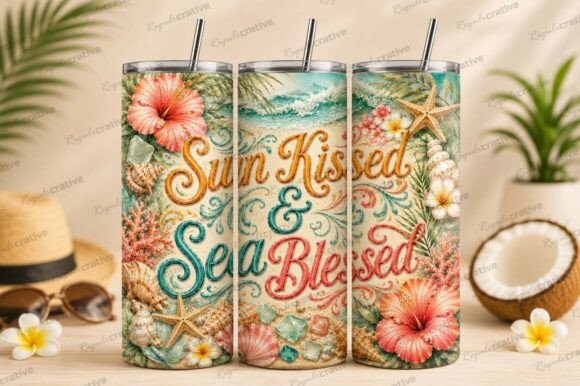 Download Sun Kissed Sea Blessed Beach Tumbler PNG - Beach tumbler png Collection